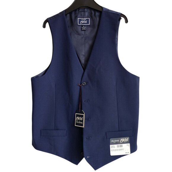 Size 18 Boys Vest Navy Blue Wedding Ringbearer Jos A Bank Kids Polyester Nwt New - Picture 1 of 17